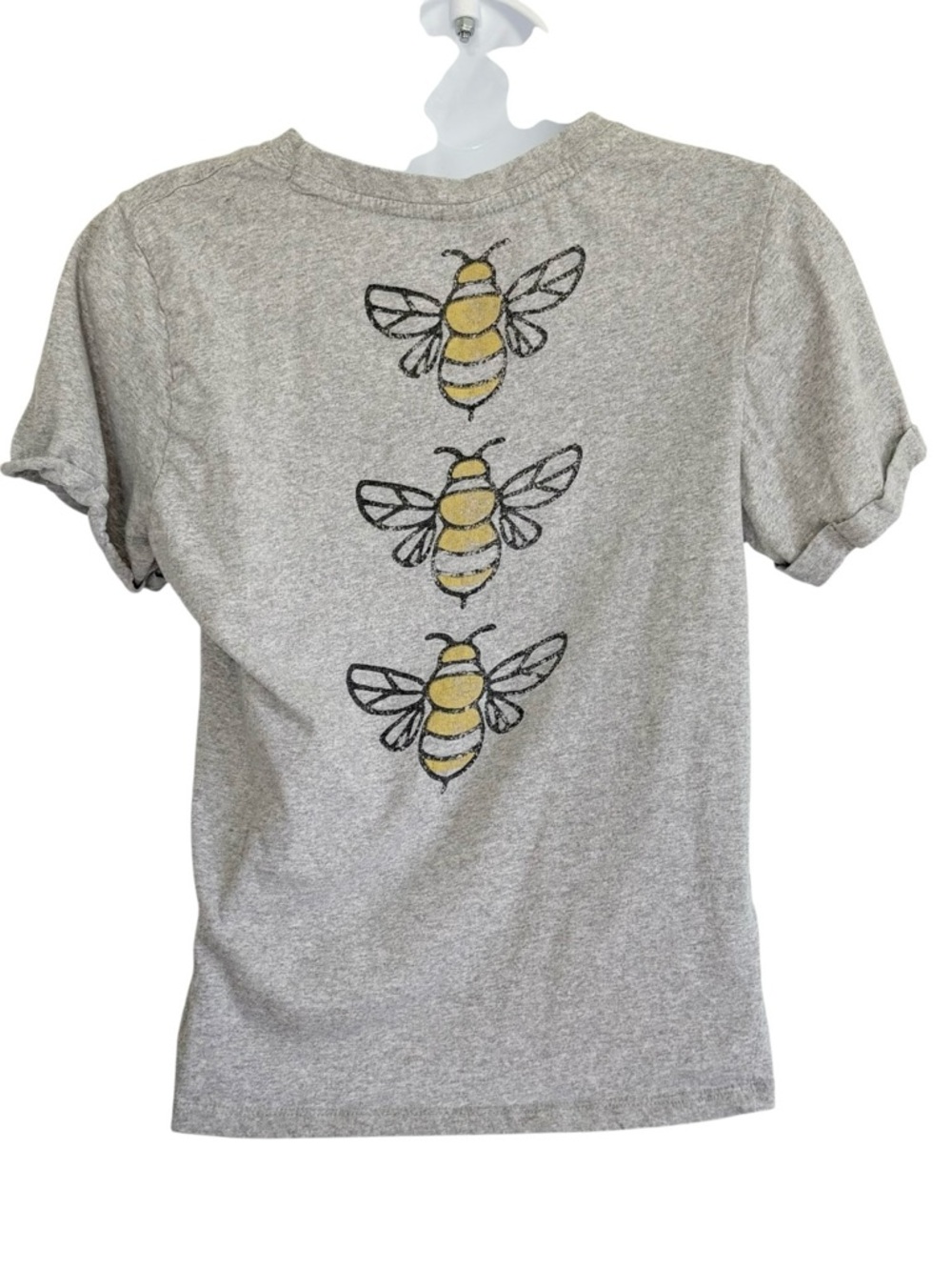 RECYCLED THREADS Honey Bee Graphic Tee Gray Medium Cottagecore Nature - Picture 3 of 8